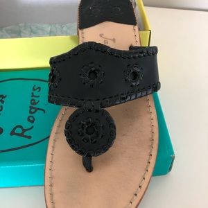 Jack Rogers Black w/Patent Navajo Flat Size 9M